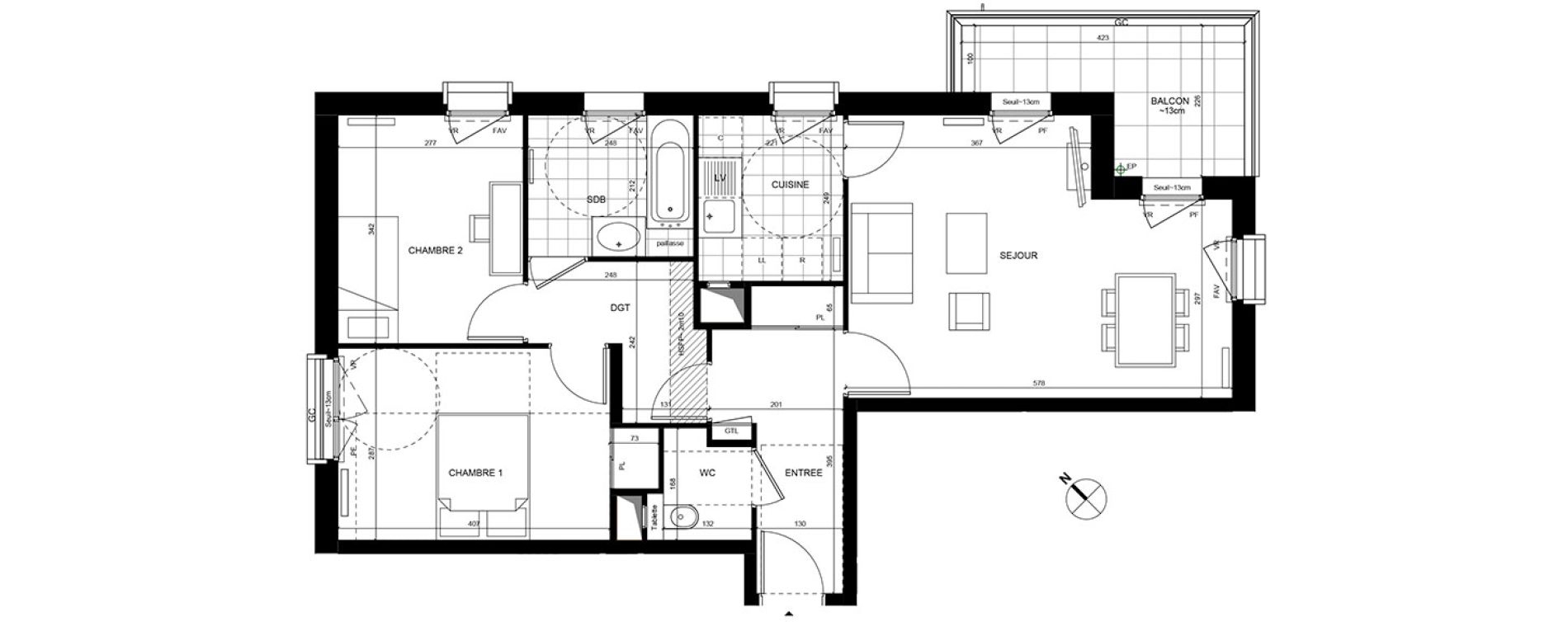 Appartement T3 de 67,90 m2 &agrave; Rueil-Malmaison Centre