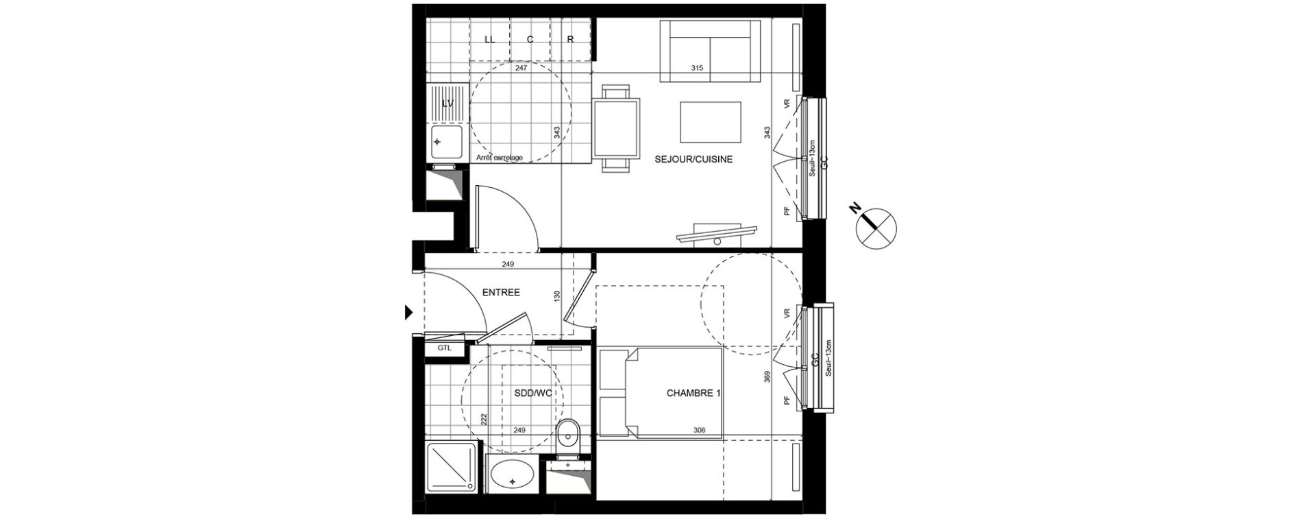 Appartement T2 de 37,80 m2 &agrave; Rueil-Malmaison Centre