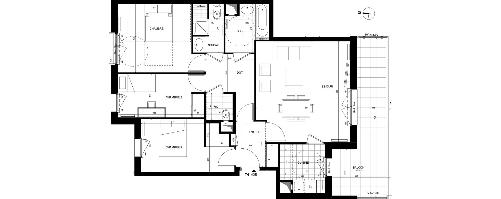 Appartement T4 de 83,10 m2 &agrave; Rueil-Malmaison Centre