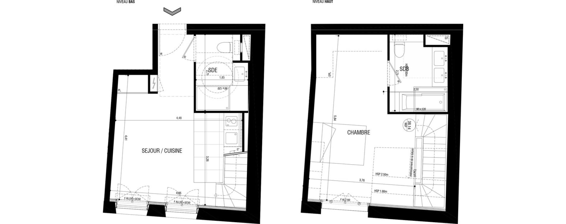 Duplex T2 de 46,11 m2 &agrave; Rueil-Malmaison Plaine - gare