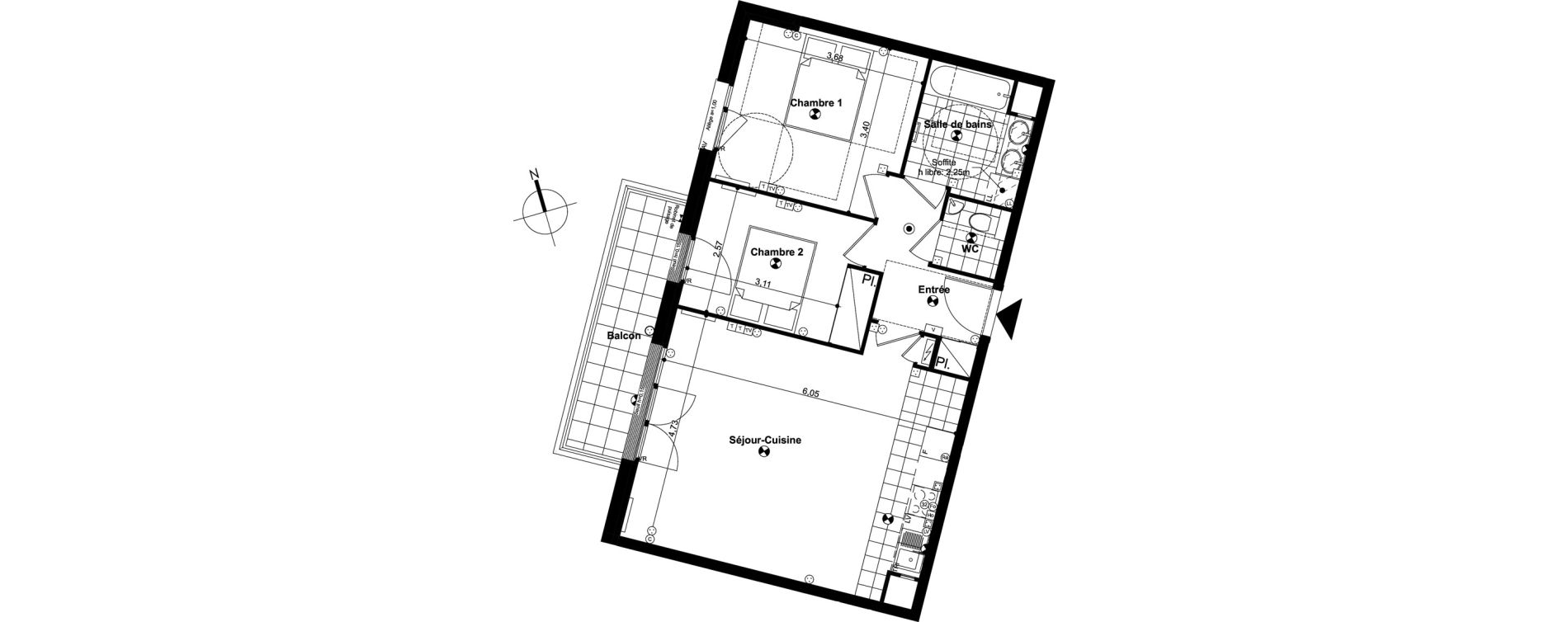 Appartement T3 de 62,94 m2 &agrave; Rueil-Malmaison L'arsenal