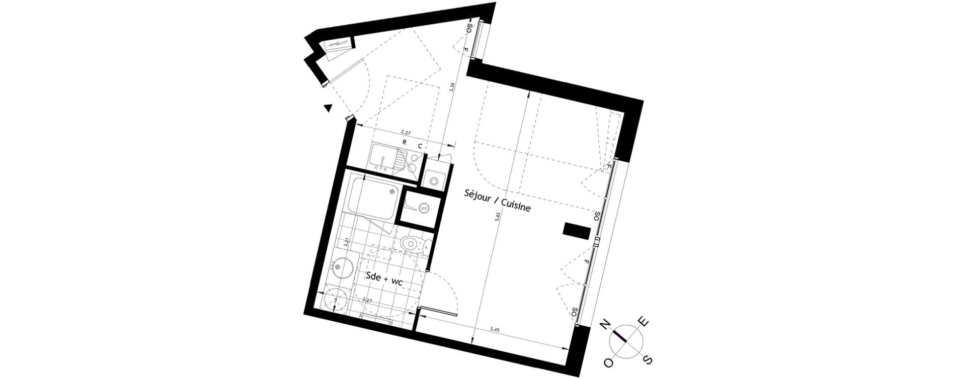 Appartement T1 bis de 35,58 m2 &agrave; Rueil-Malmaison Plaine - gare