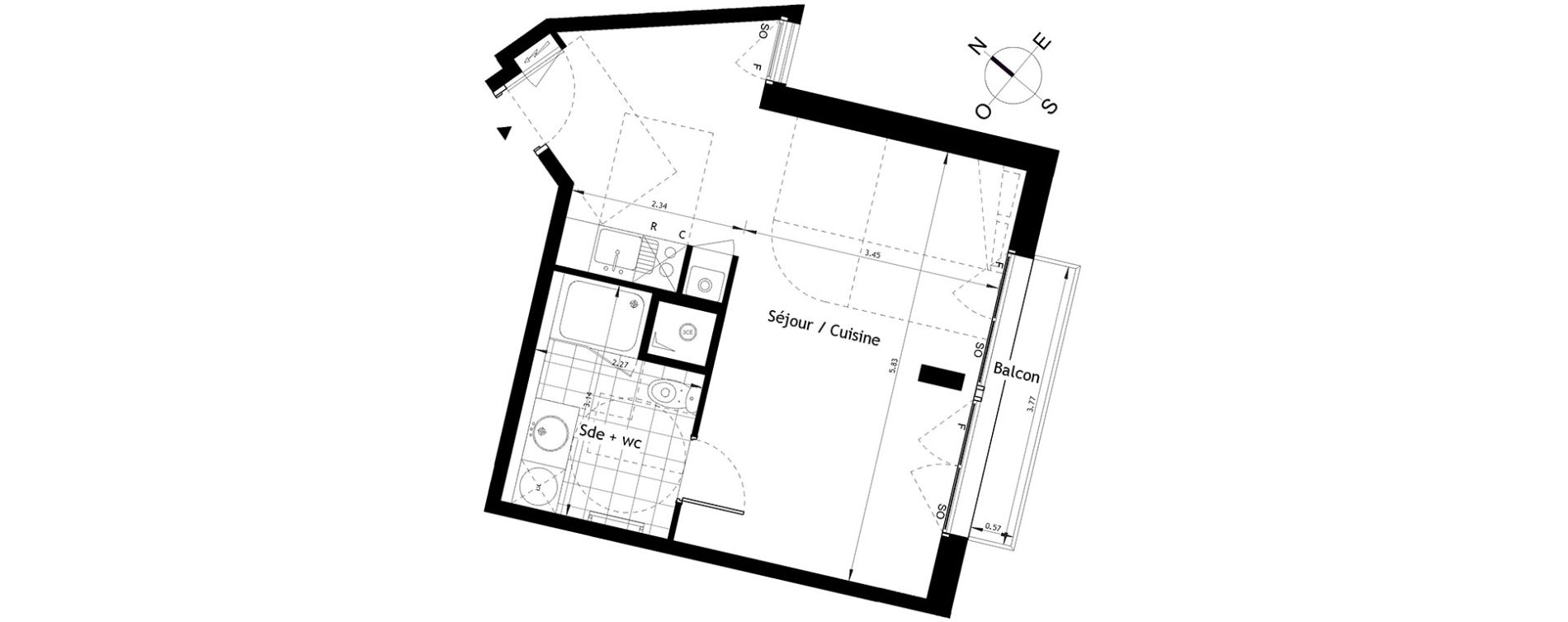 Appartement T1 bis de 35,66 m2 &agrave; Rueil-Malmaison Plaine - gare