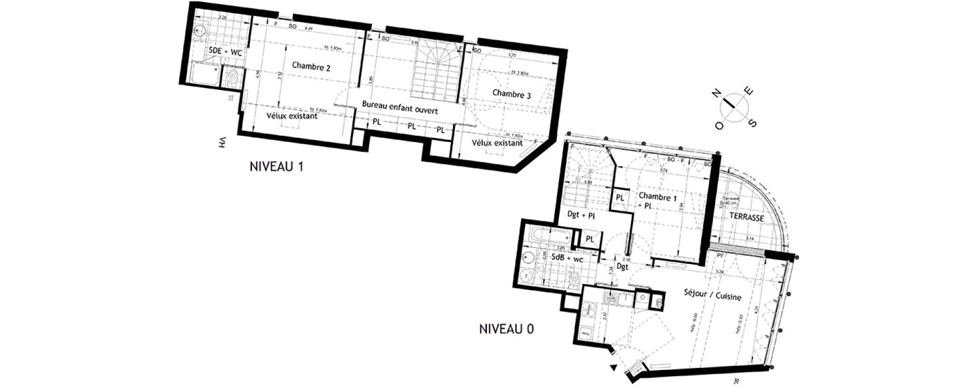 Duplex T4 de 89,61 m2 &agrave; Rueil-Malmaison Plaine - gare