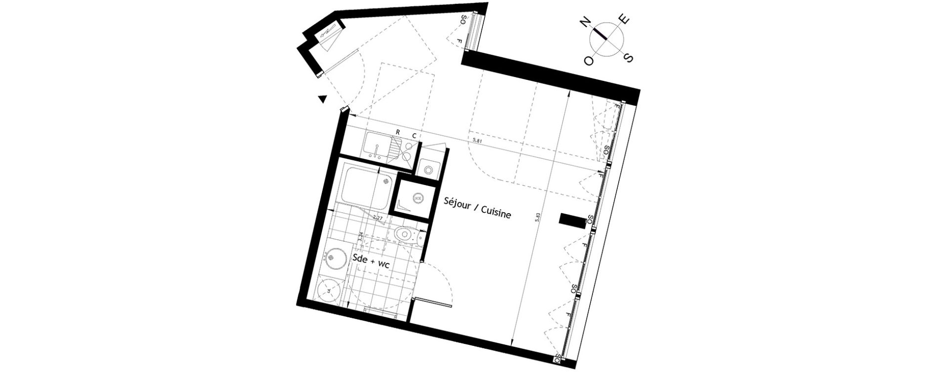 Appartement T1 bis de 35,71 m2 &agrave; Rueil-Malmaison Plaine - gare