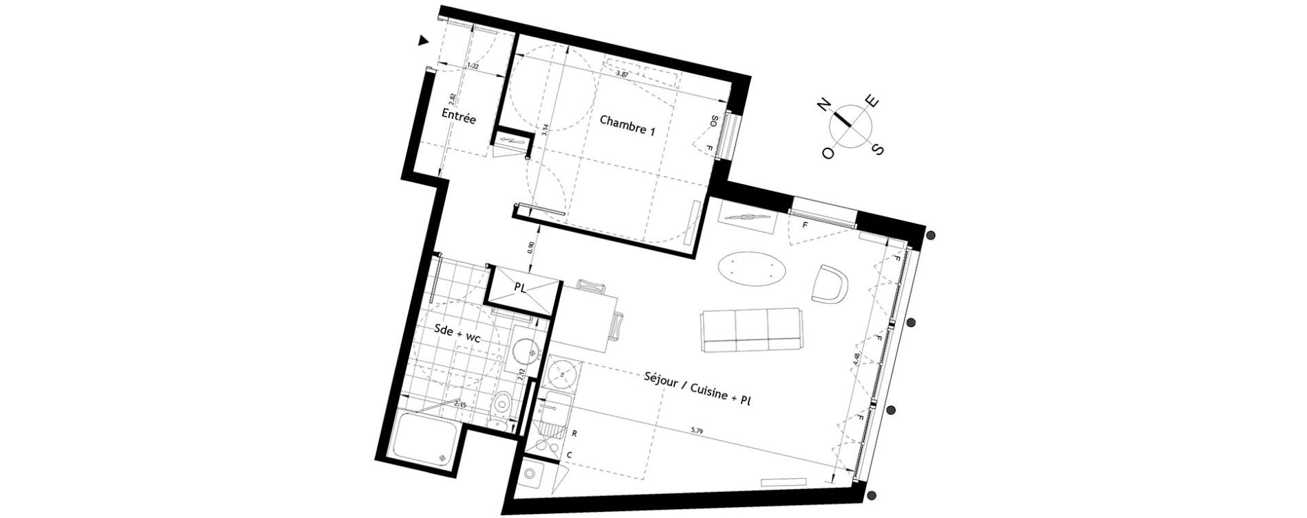 Appartement T2 bis de 53,17 m2 &agrave; Rueil-Malmaison Plaine - gare