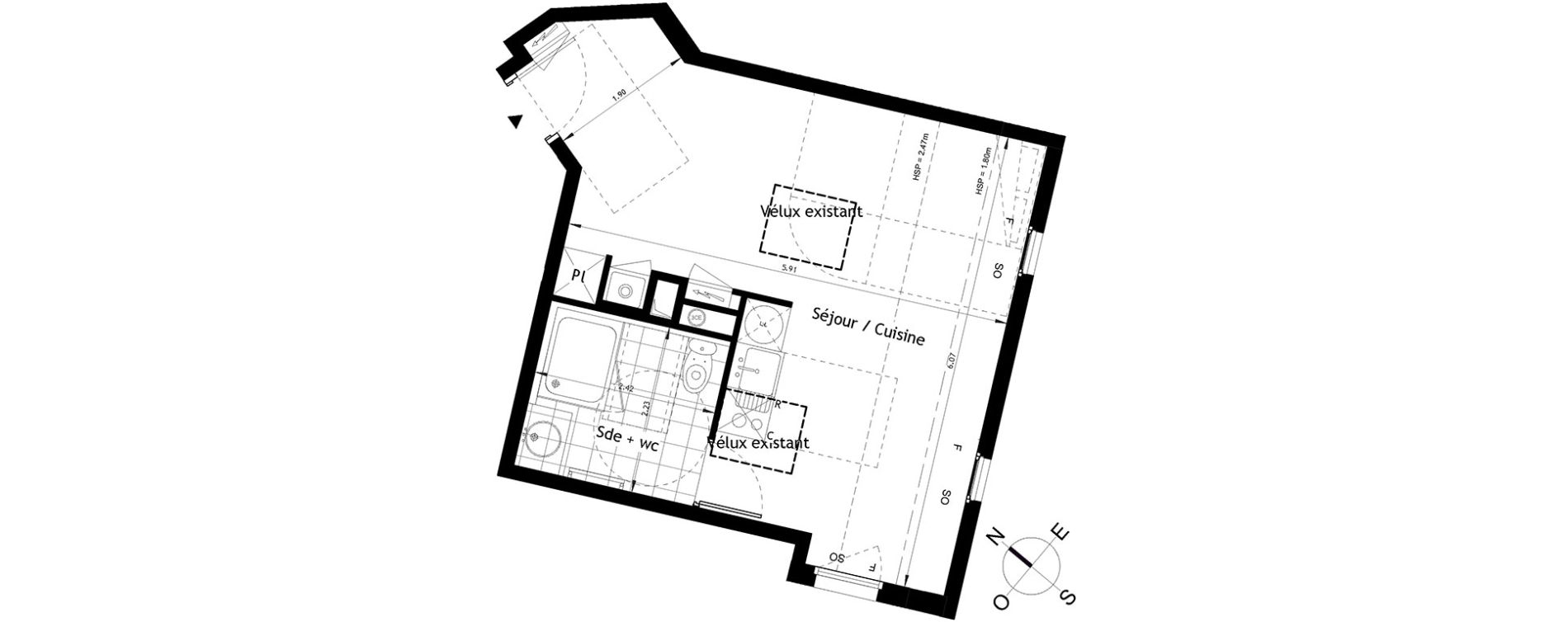 Appartement T1 bis de 30,76 m2 &agrave; Rueil-Malmaison Plaine - gare