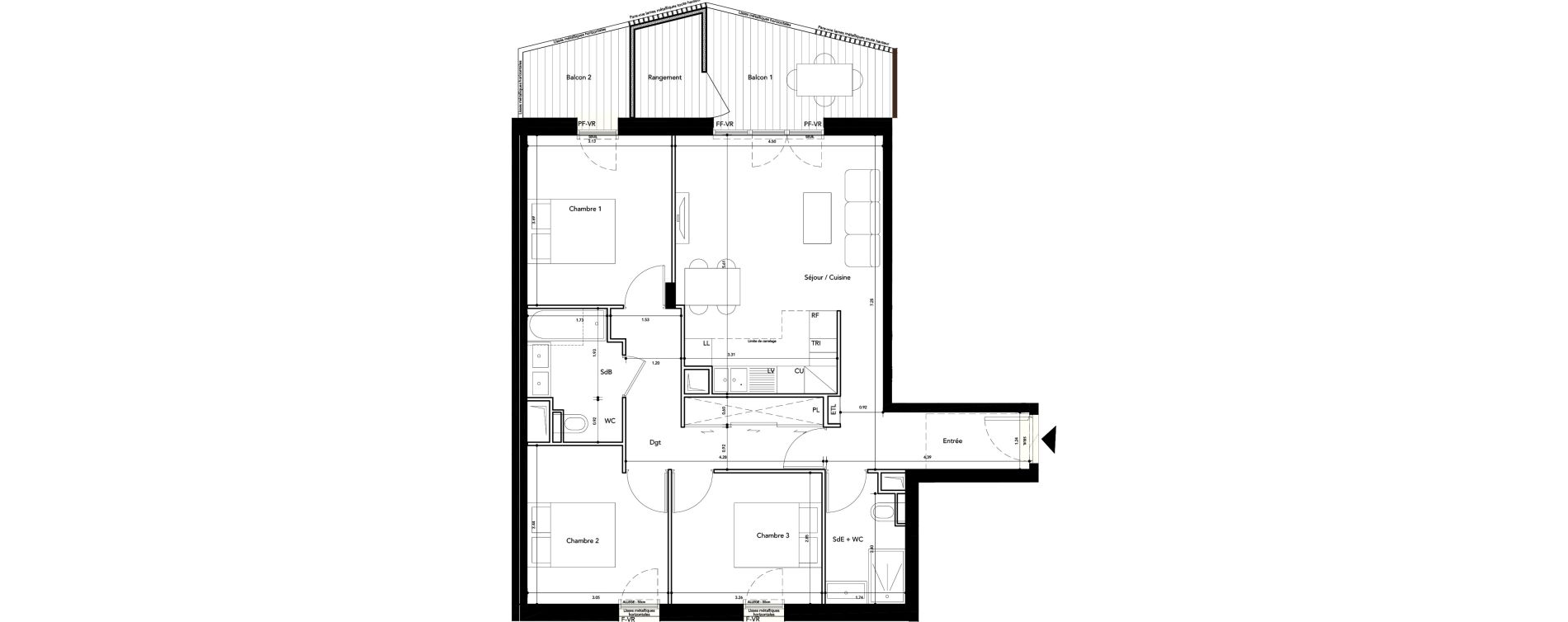 Appartement T4 de 79,61 m2 &agrave; Rueil-Malmaison L'arsenal