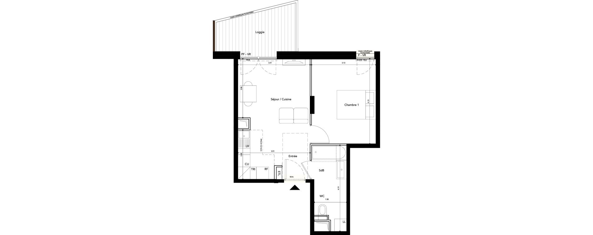 Appartement T2 de 38,94 m2 &agrave; Rueil-Malmaison L'arsenal