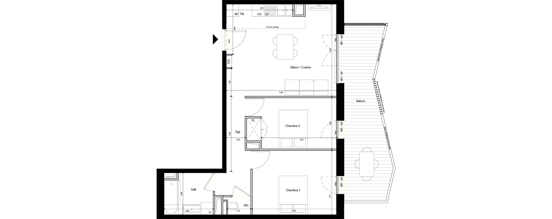 Appartement T3 de 58,55 m2 &agrave; Rueil-Malmaison L'arsenal