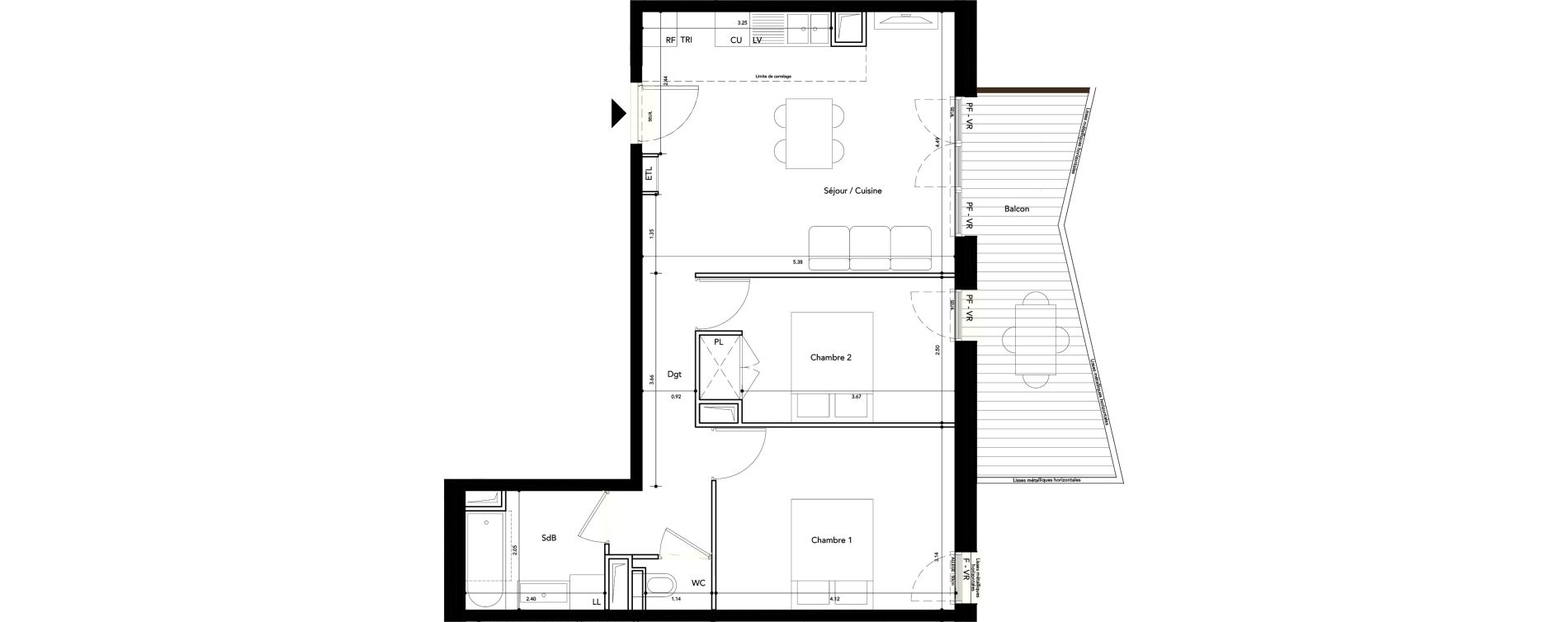 Appartement T3 de 58,55 m2 &agrave; Rueil-Malmaison L'arsenal