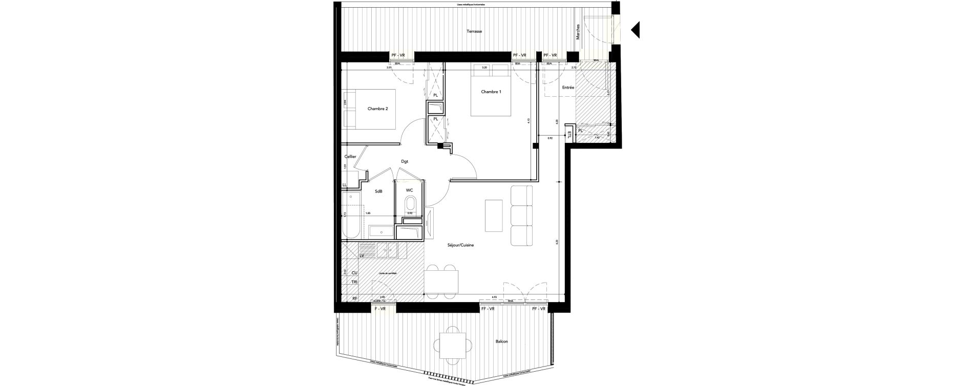 Appartement T3 de 67,93 m2 &agrave; Rueil-Malmaison L'arsenal