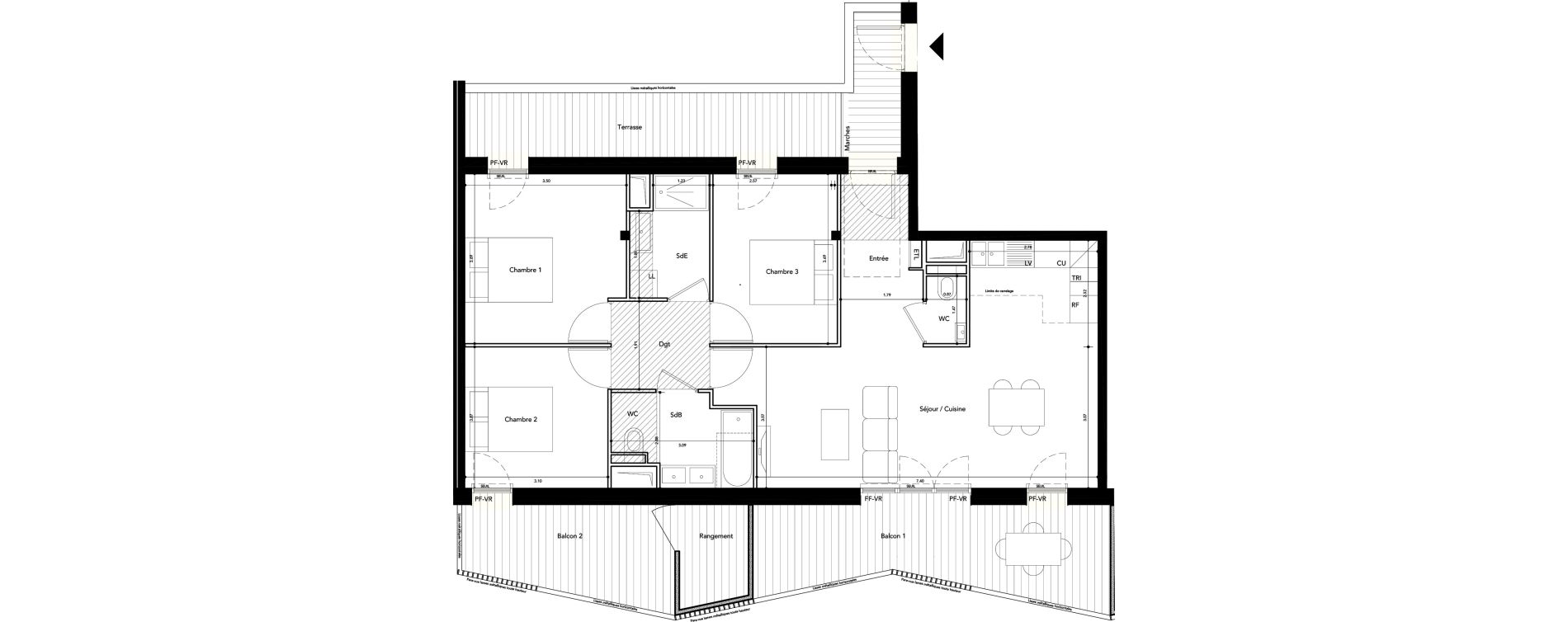 Appartement T4 de 83,30 m2 &agrave; Rueil-Malmaison L'arsenal