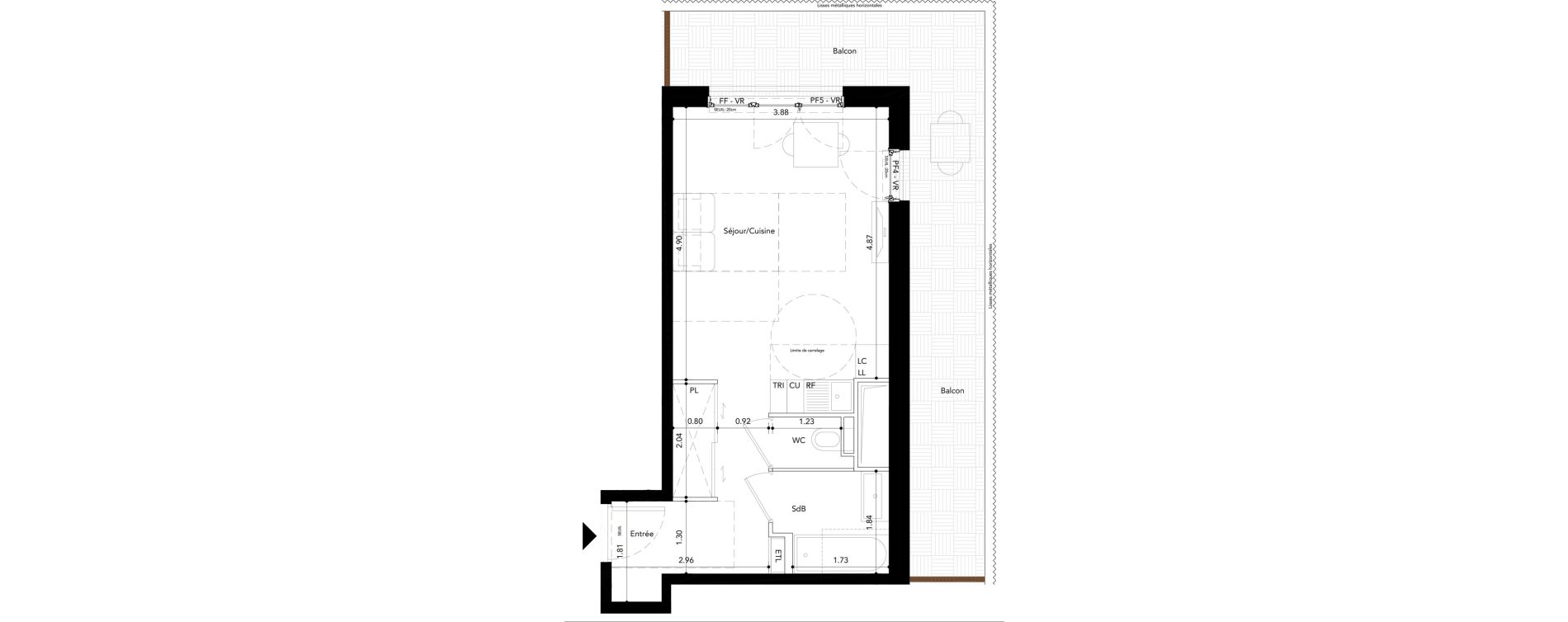 Appartement T1 de 32,27 m2 &agrave; Rueil-Malmaison L'arsenal