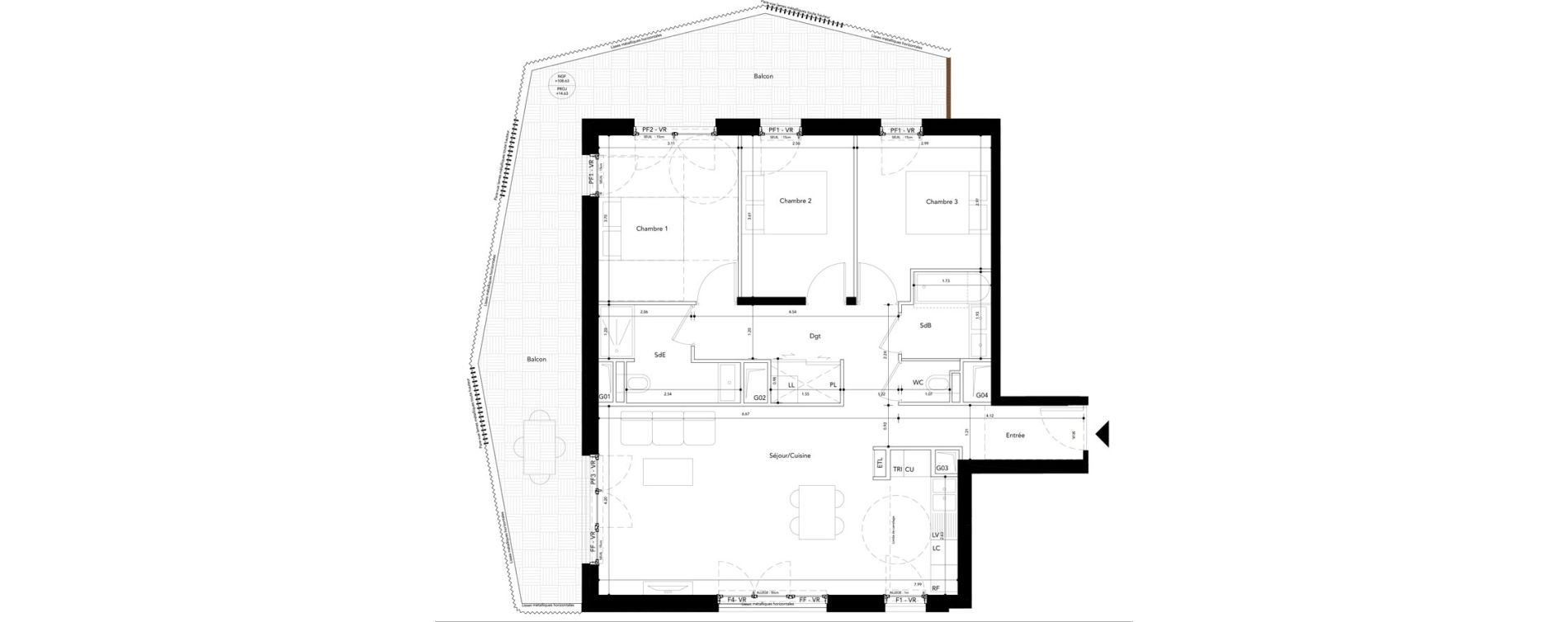 Appartement T4 de 84,06 m2 &agrave; Rueil-Malmaison L'arsenal
