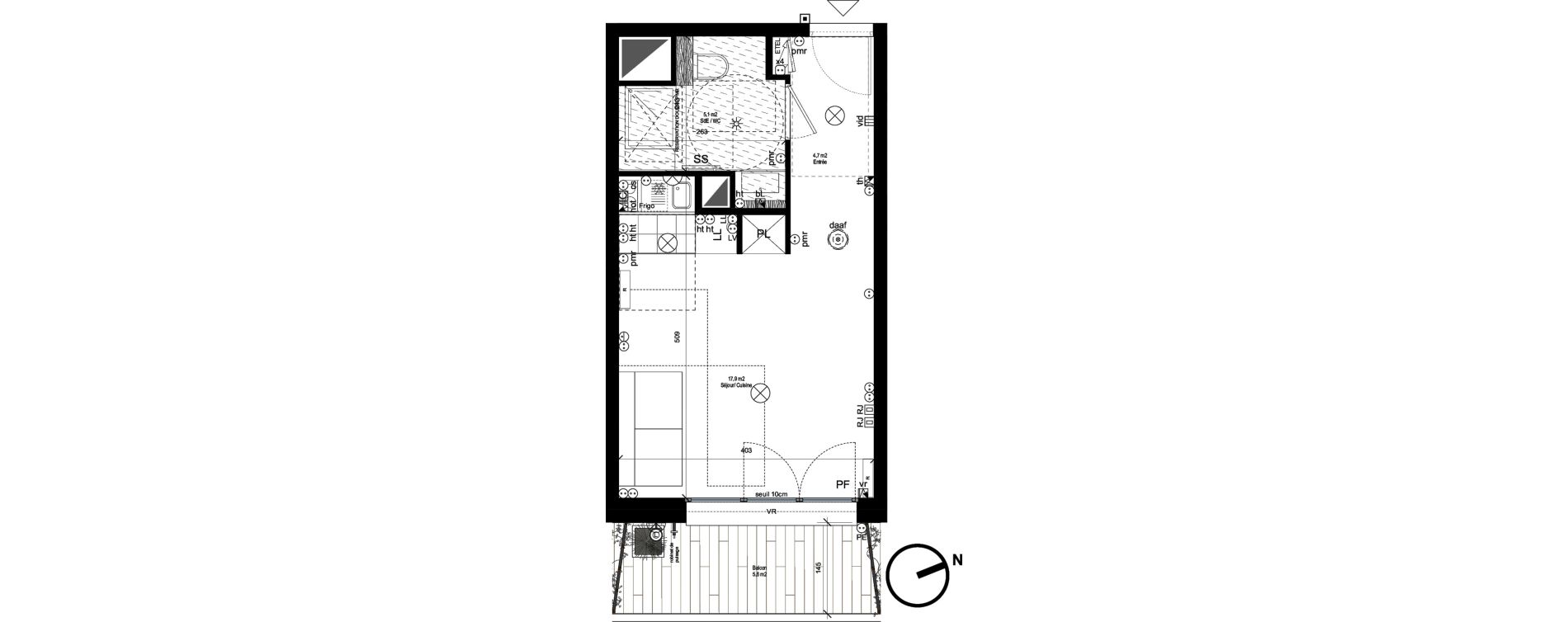 Appartement T1 de 27,70 m2 &agrave; Rueil-Malmaison L'arsenal