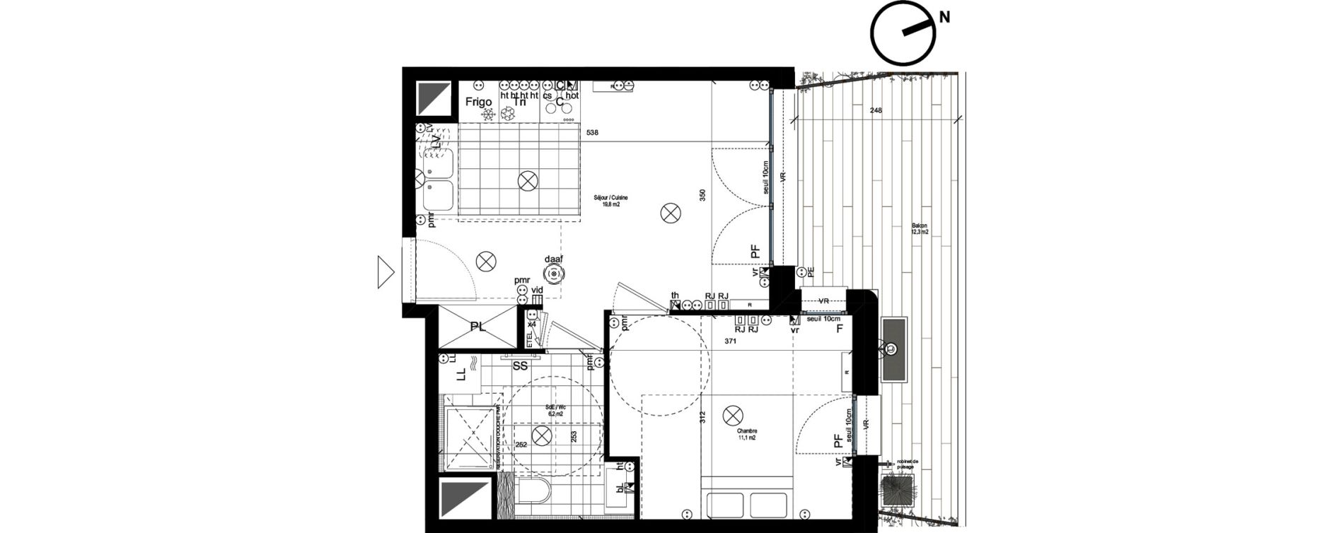 Appartement T2 de 37,10 m2 &agrave; Rueil-Malmaison L'arsenal