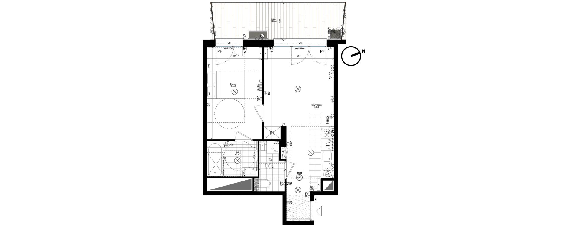 Appartement T2 de 45,80 m2 &agrave; Rueil-Malmaison L'arsenal