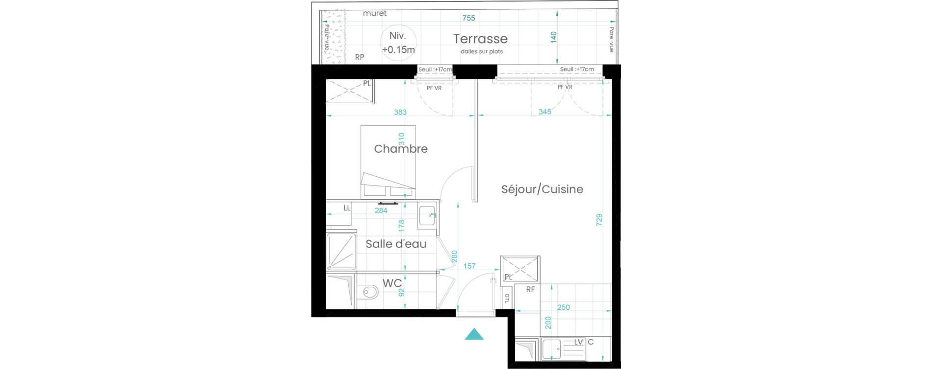 Appartement T2 de 44,64 m2 &agrave; Rueil-Malmaison Les coteaux - centre