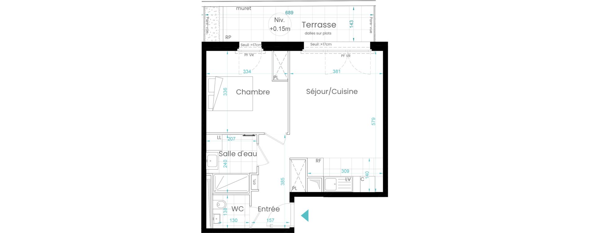 Appartement T2 de 44,62 m2 &agrave; Rueil-Malmaison Les coteaux - centre