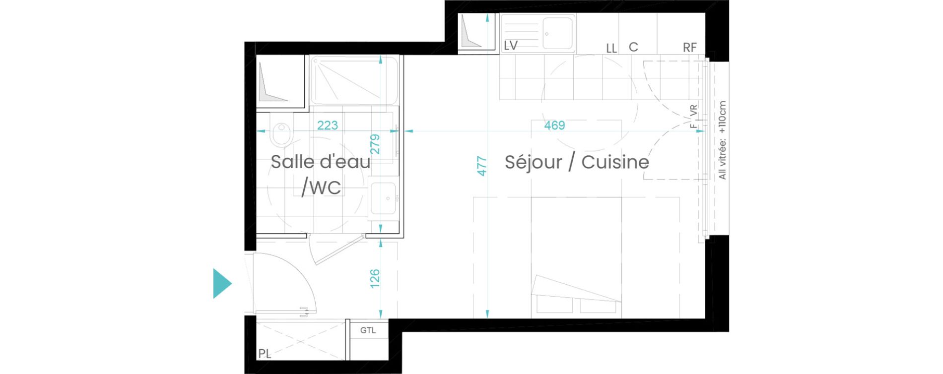 Appartement T1 de 30,67 m2 &agrave; Rueil-Malmaison Les coteaux - centre