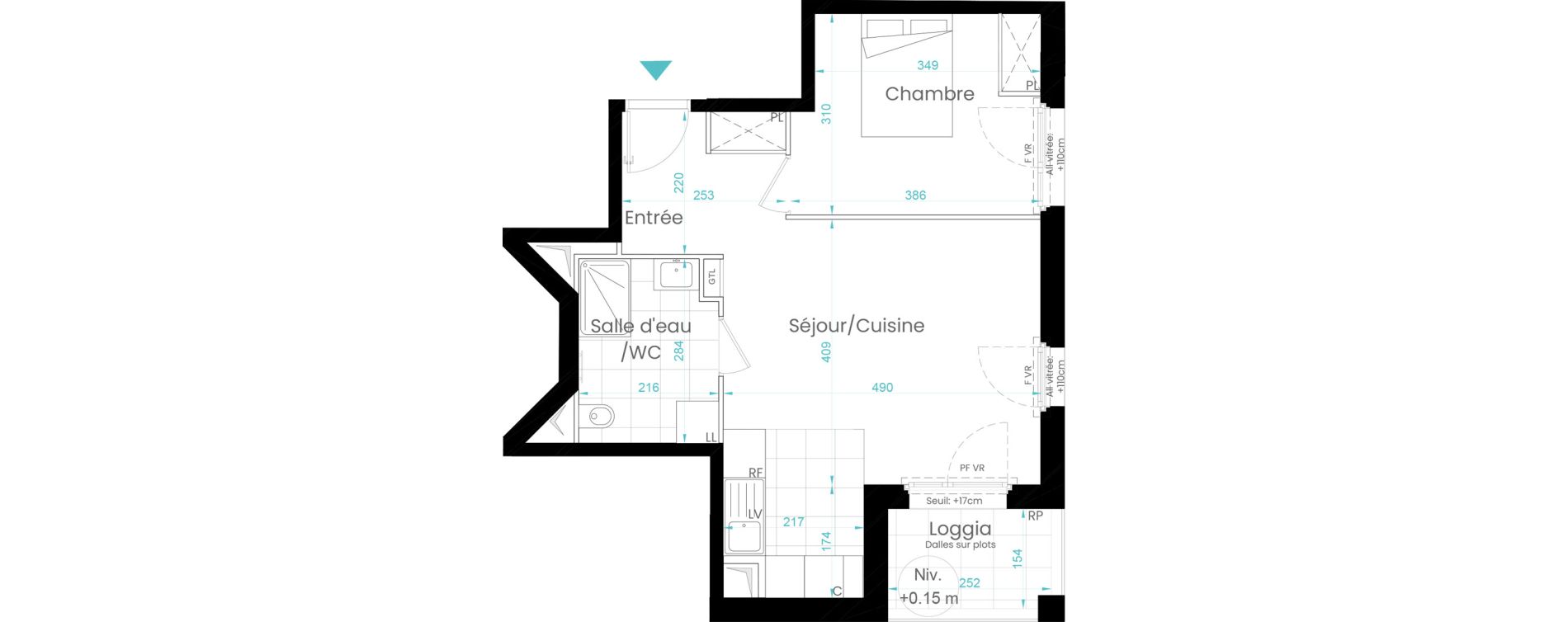 Appartement T2 de 45,57 m2 &agrave; Rueil-Malmaison Les coteaux - centre