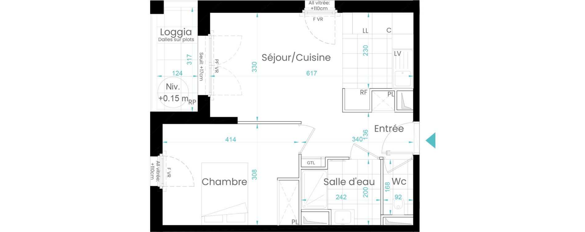 Appartement T2 de 41,67 m2 &agrave; Rueil-Malmaison Les coteaux - centre