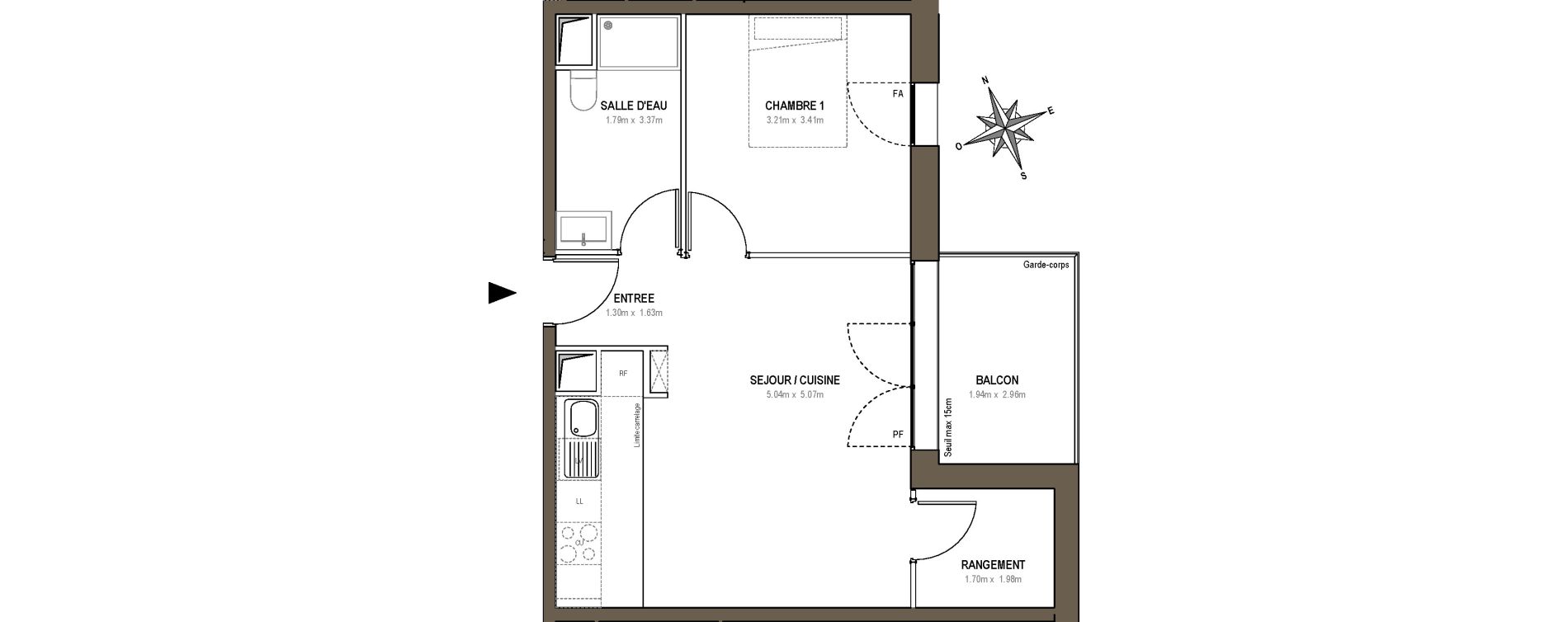 Appartement T2 de 44,48 m2 &agrave; Rueil-Malmaison L'arsenal