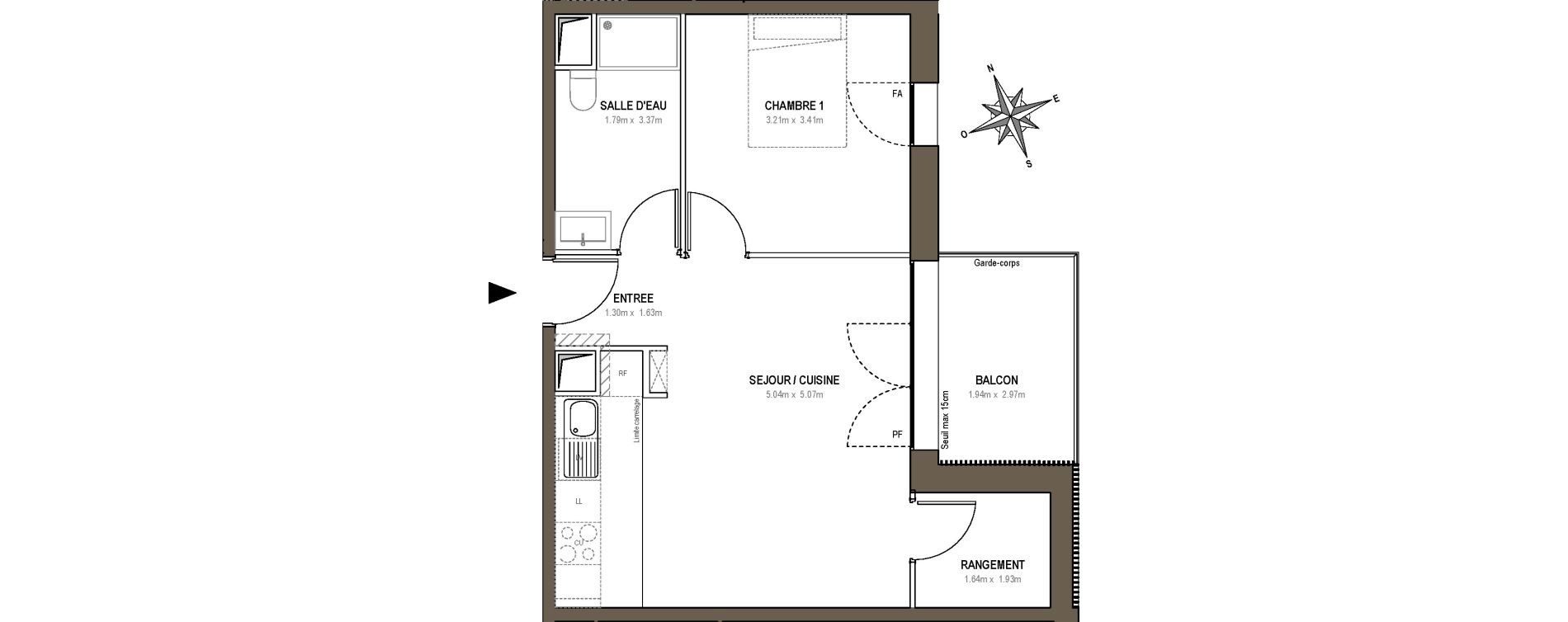 Appartement T2 de 44,28 m2 &agrave; Rueil-Malmaison L'arsenal