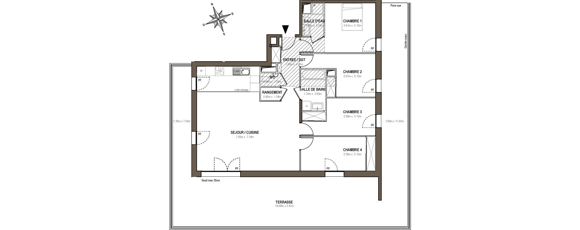Appartement T5 de 108,91 m2 &agrave; Rueil-Malmaison L'arsenal