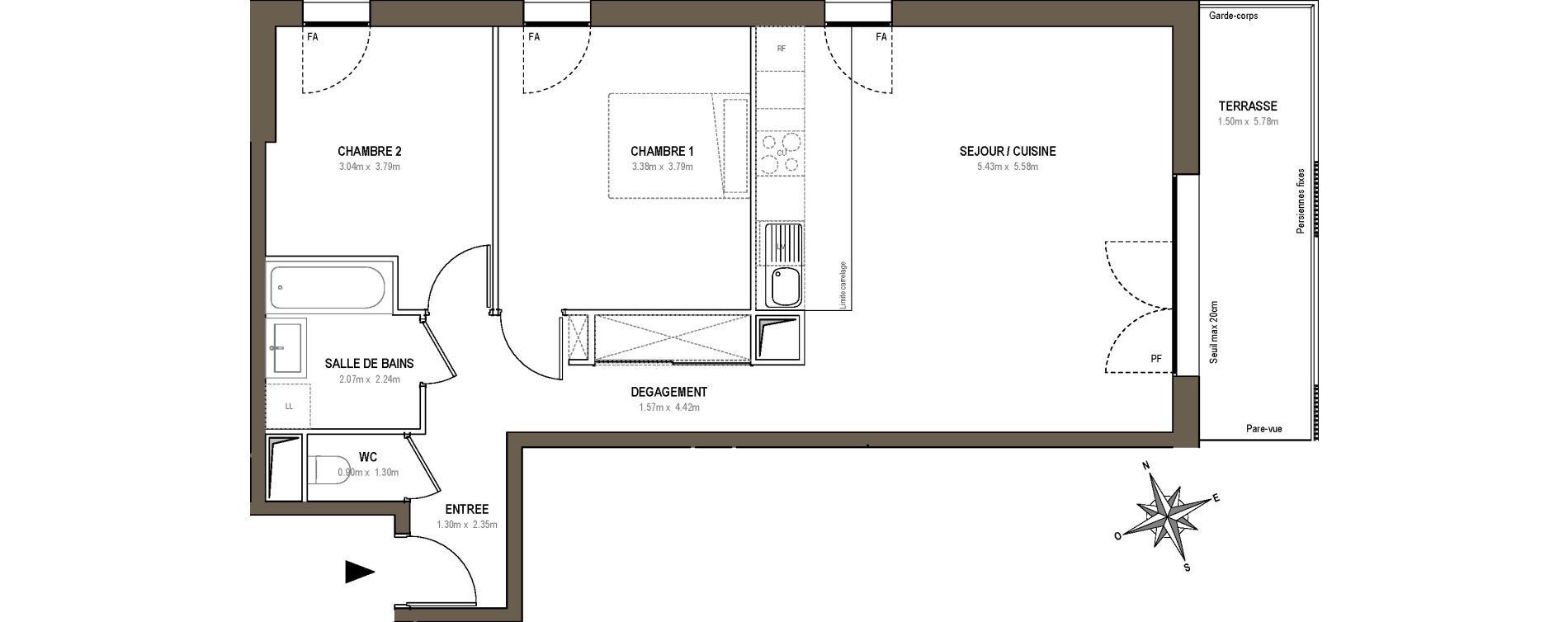 Appartement T3 de 68,10 m2 &agrave; Rueil-Malmaison L'arsenal