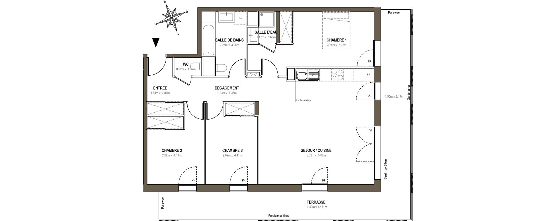 Appartement T4 de 89,39 m2 &agrave; Rueil-Malmaison L'arsenal