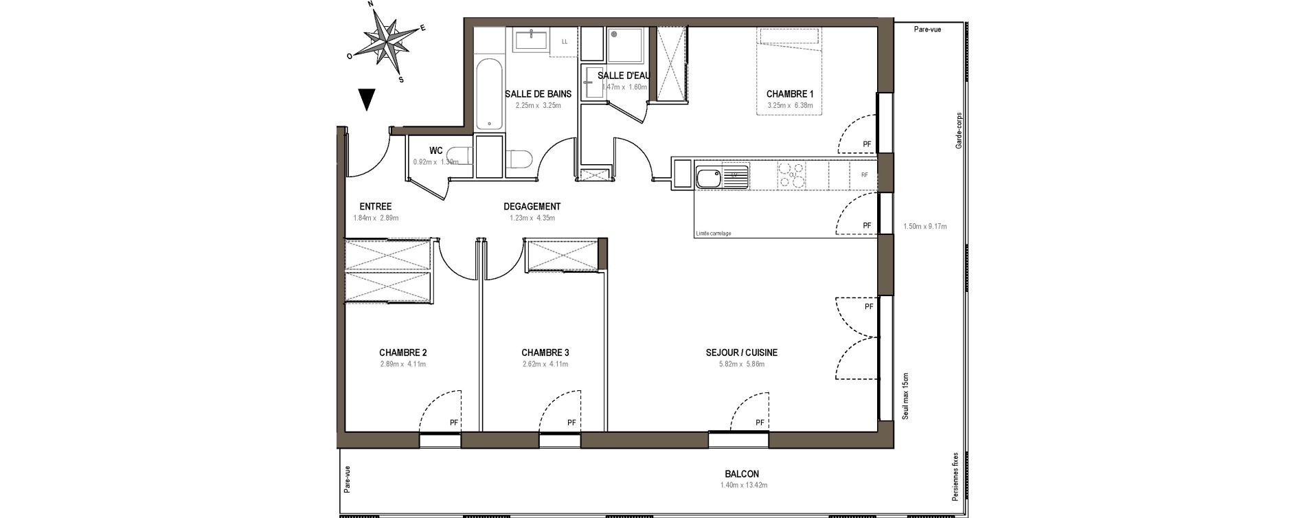 Appartement T4 de 89,39 m2 &agrave; Rueil-Malmaison L'arsenal