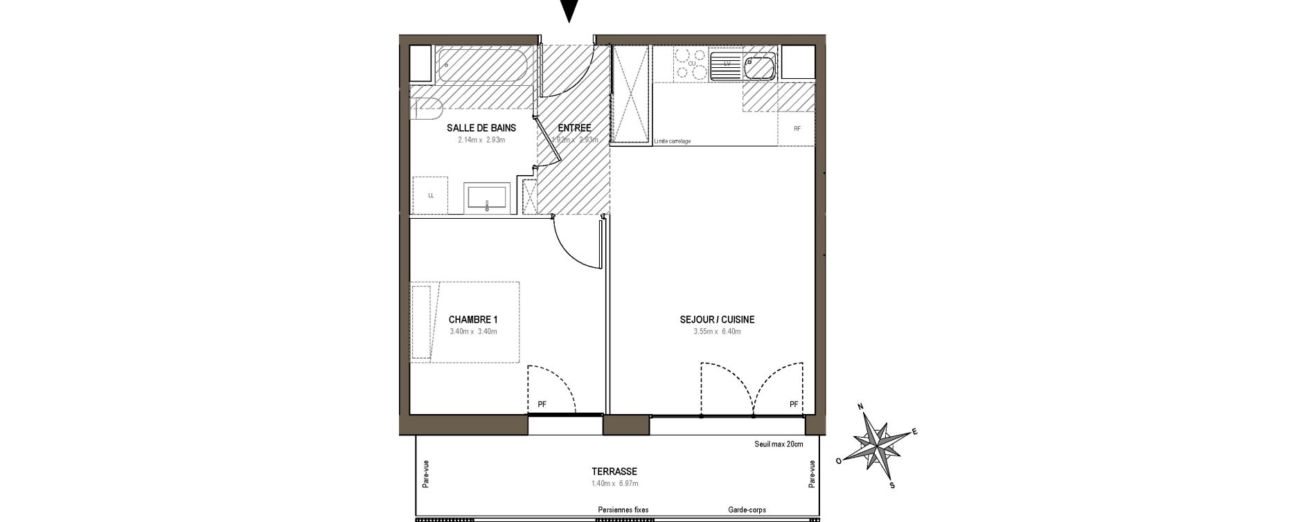 Appartement T2 de 43,11 m2 &agrave; Rueil-Malmaison L'arsenal