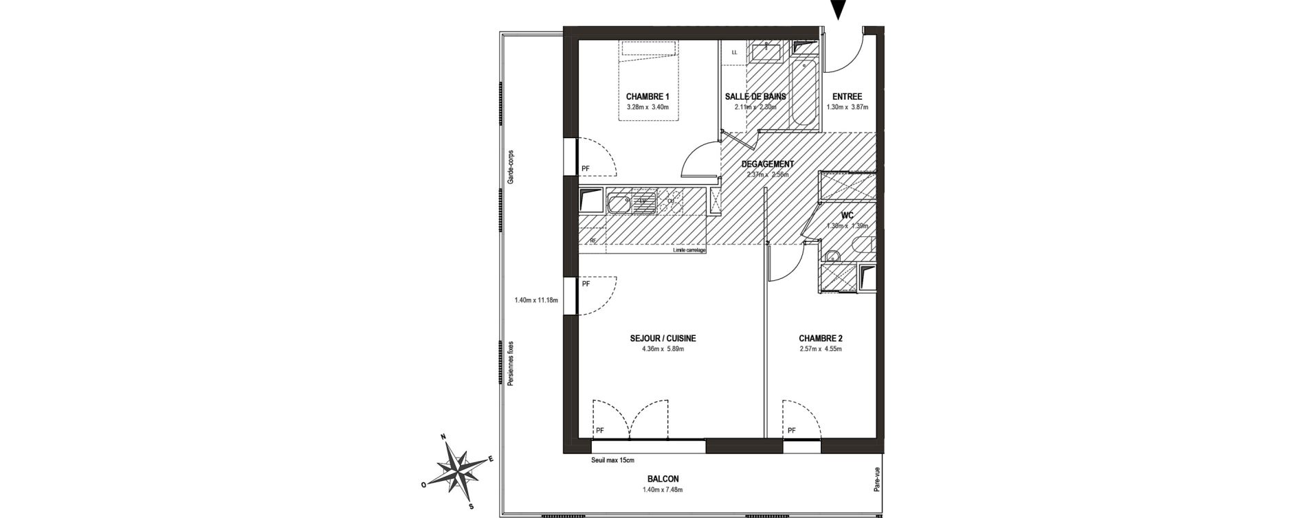 Appartement T3 de 62,76 m2 &agrave; Rueil-Malmaison L'arsenal