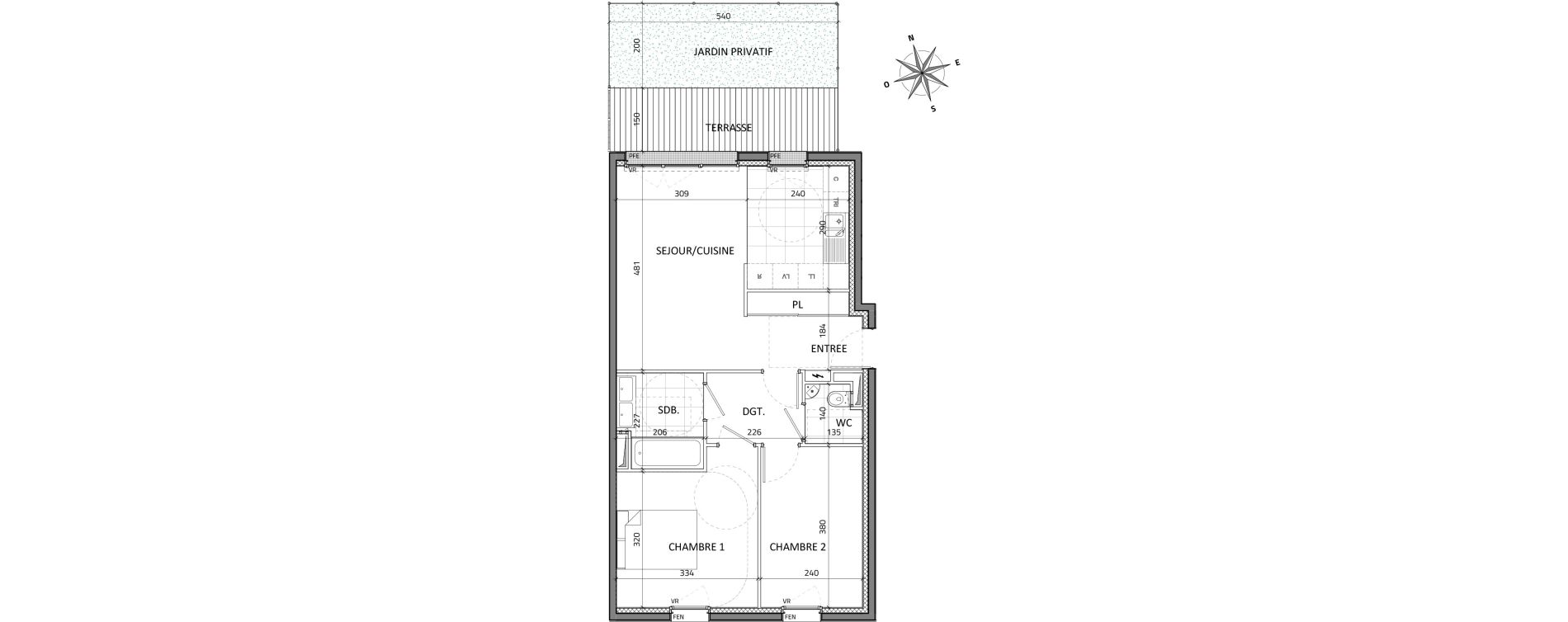 Appartement T3 de 56,94 m2 &agrave; Rueil-Malmaison Buzenval