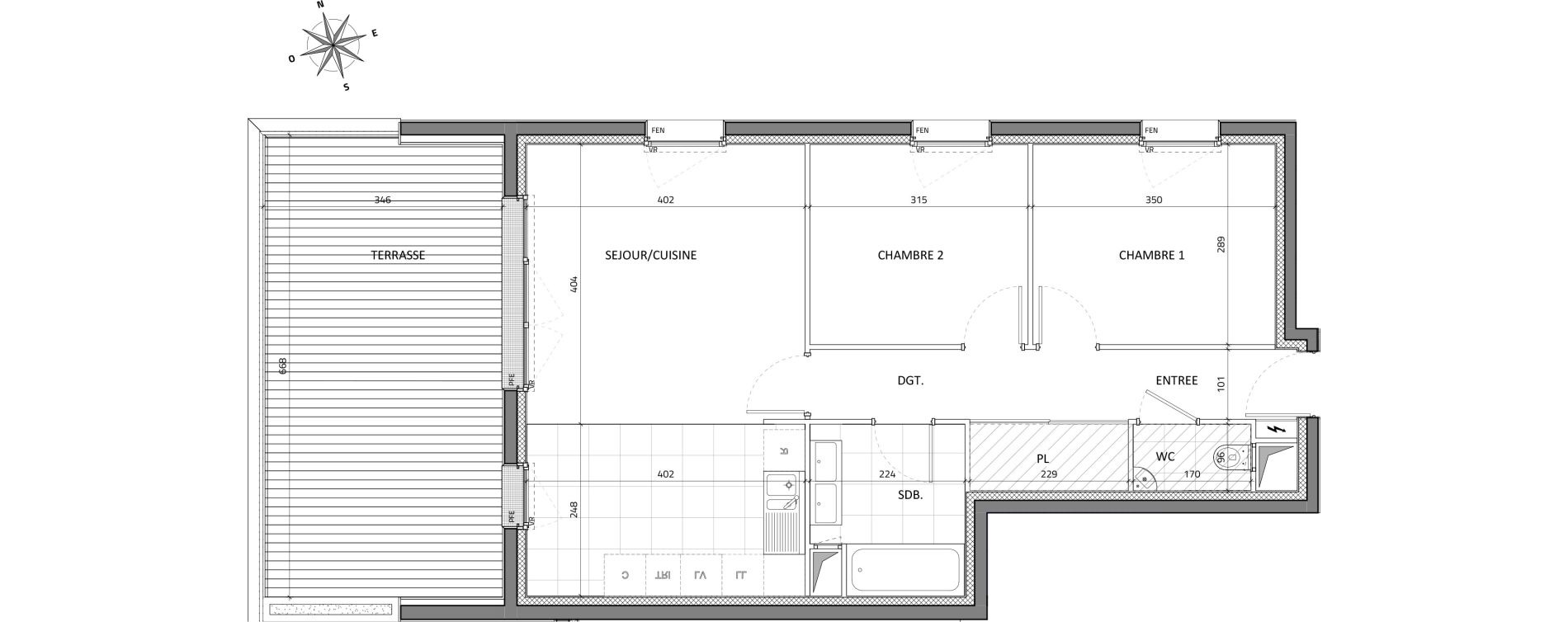 Appartement T3 de 61,65 m2 &agrave; Rueil-Malmaison Buzenval