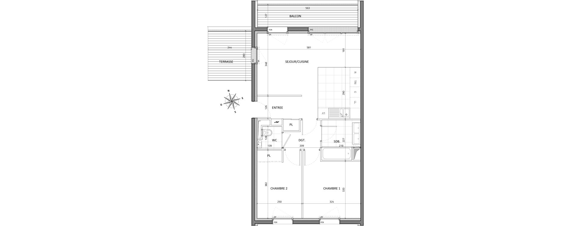 Appartement T3 de 57,83 m2 &agrave; Rueil-Malmaison Buzenval