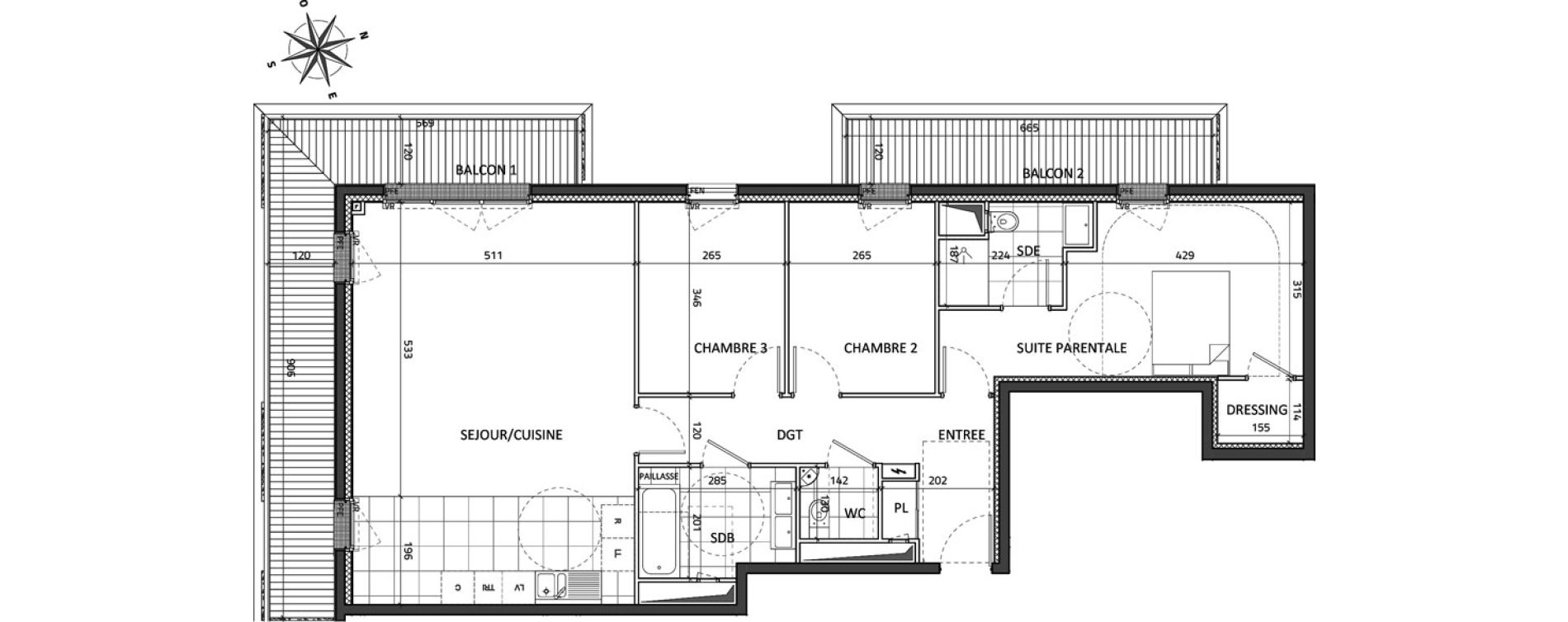 Appartement T4 de 95,63 m2 &agrave; Rueil-Malmaison Buzenval
