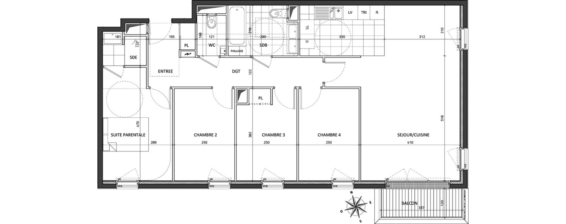 Appartement T5 de 99,39 m2 &agrave; Rueil-Malmaison Buzenval