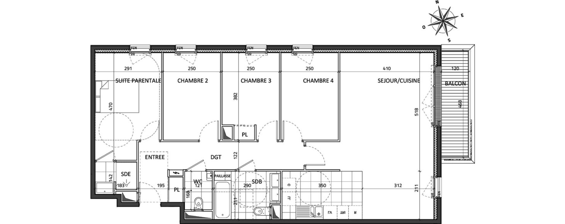 Appartement T5 de 99,60 m2 &agrave; Rueil-Malmaison Buzenval