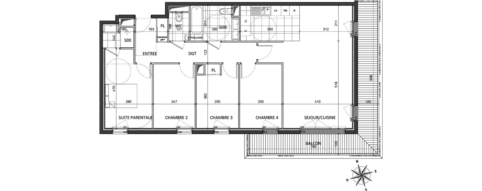 Appartement T5 de 98,96 m2 &agrave; Rueil-Malmaison Buzenval