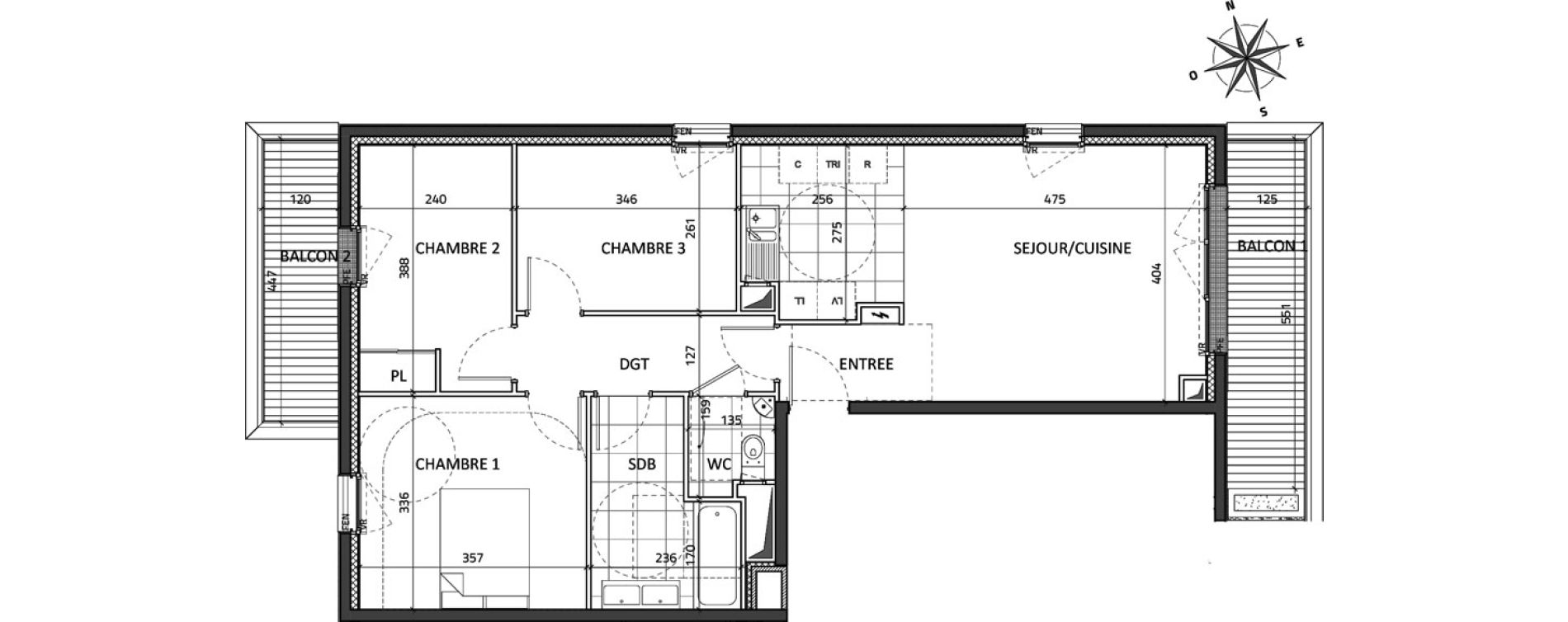 Appartement T4 de 71,46 m2 &agrave; Rueil-Malmaison Buzenval