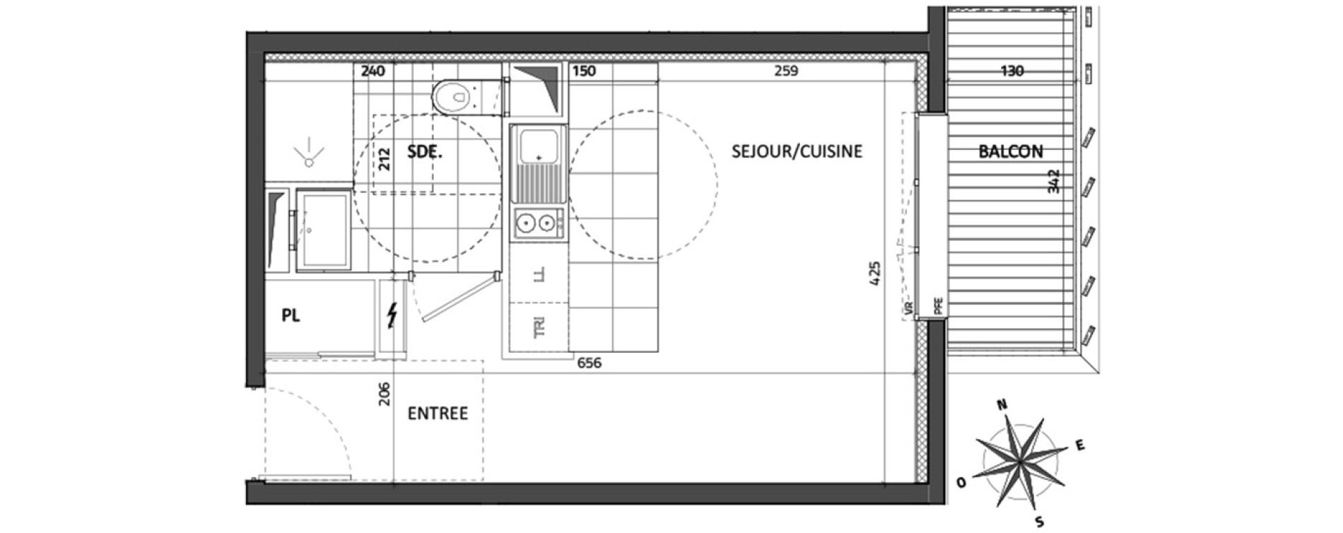 Appartement T1 de 26,49 m2 &agrave; Rueil-Malmaison Buzenval