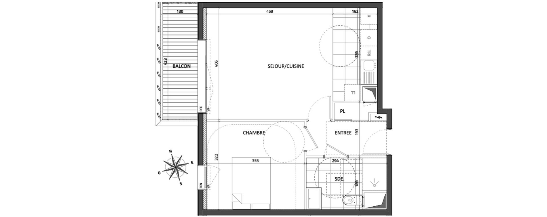 Appartement T2 de 44,77 m2 &agrave; Rueil-Malmaison Buzenval