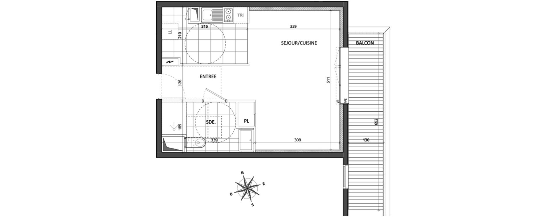 Appartement T1 de 32,54 m2 &agrave; Rueil-Malmaison Buzenval