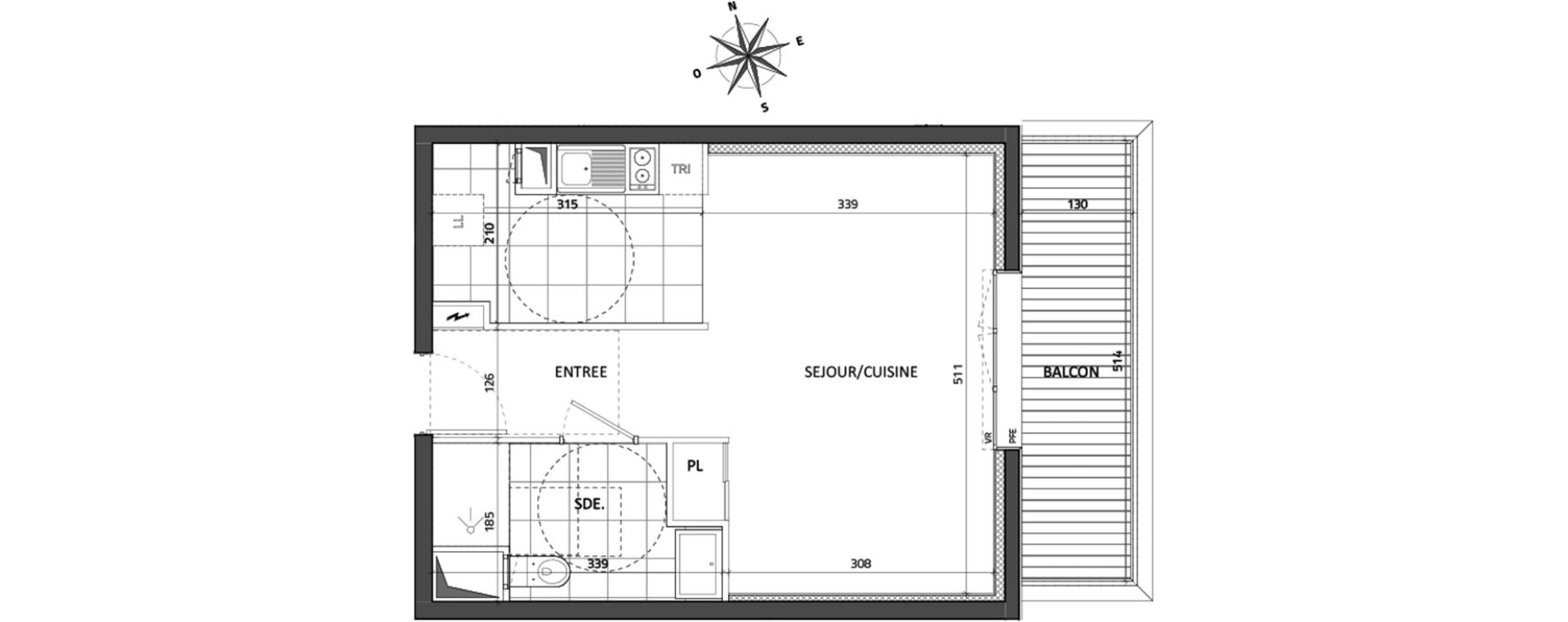 Appartement T1 de 32,54 m2 &agrave; Rueil-Malmaison Buzenval