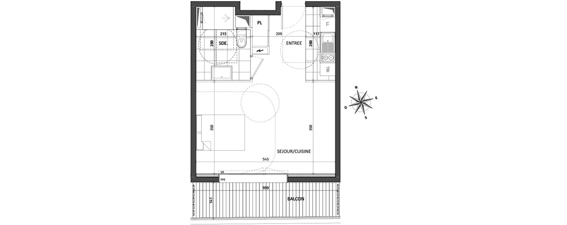 Appartement T1 de 33,51 m2 &agrave; Rueil-Malmaison Buzenval