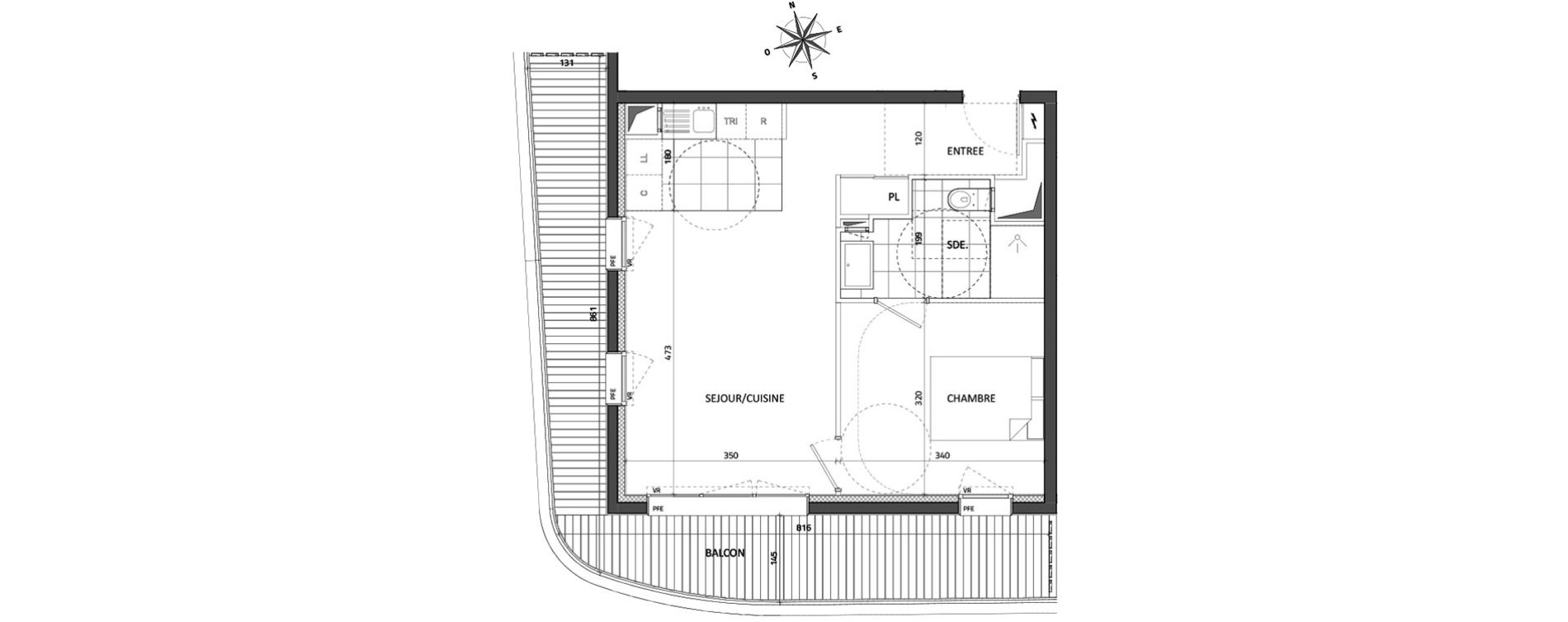 Appartement T2 de 42,96 m2 &agrave; Rueil-Malmaison Buzenval