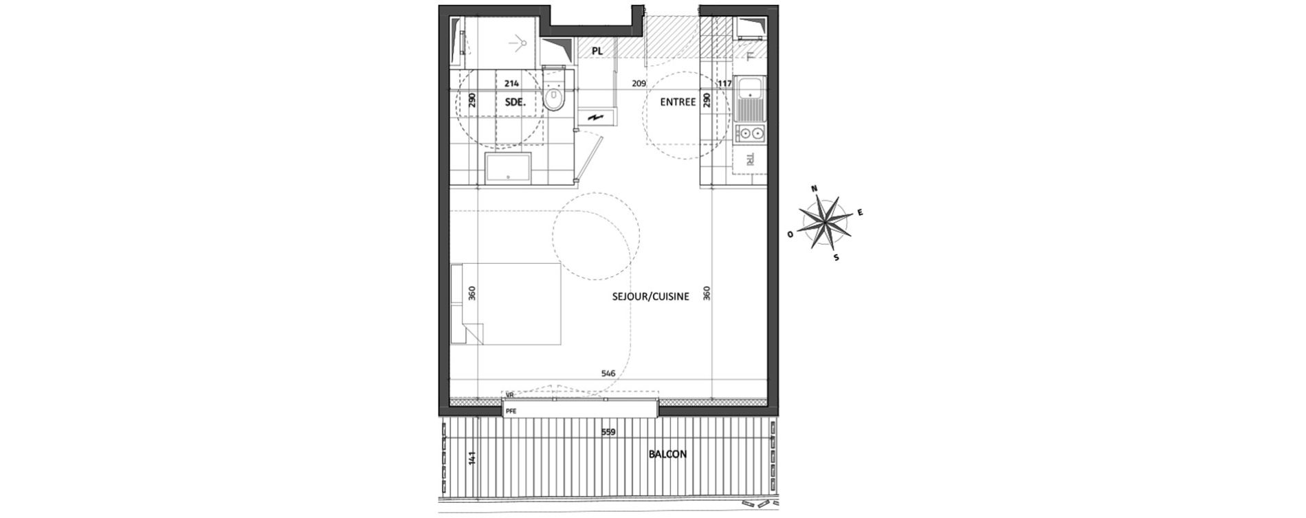 Appartement T1 de 33,74 m2 &agrave; Rueil-Malmaison Buzenval